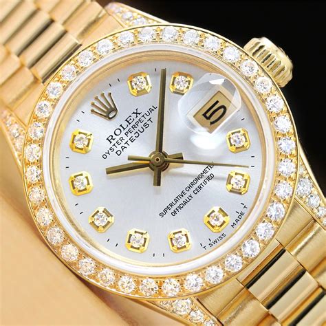 value of women's gold rolex watch with diamons|Rolex ladies datejust diamond bezel.